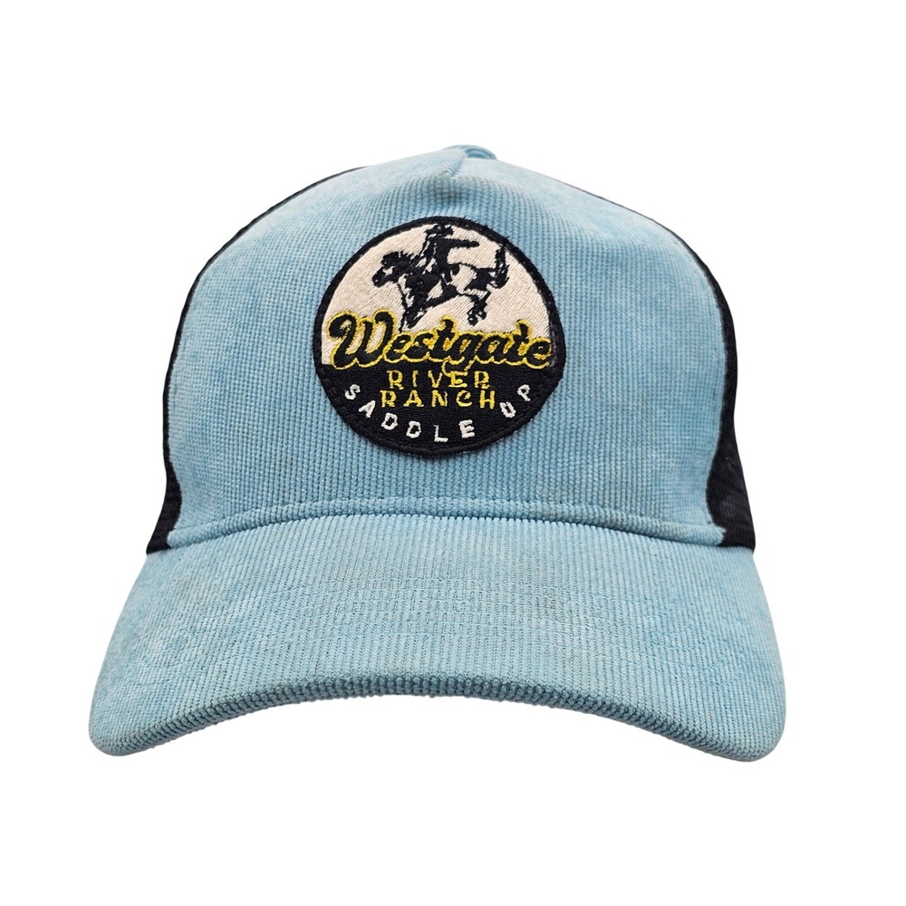 Westgate River Ranch Hat Light‎ Blue Corduroy Mesh Trucker Cap Saddle Up Western